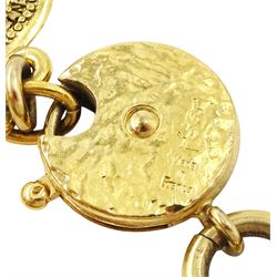 Yves Saint Laurent gilt metal two-tier necklace, with textured medallion charms 