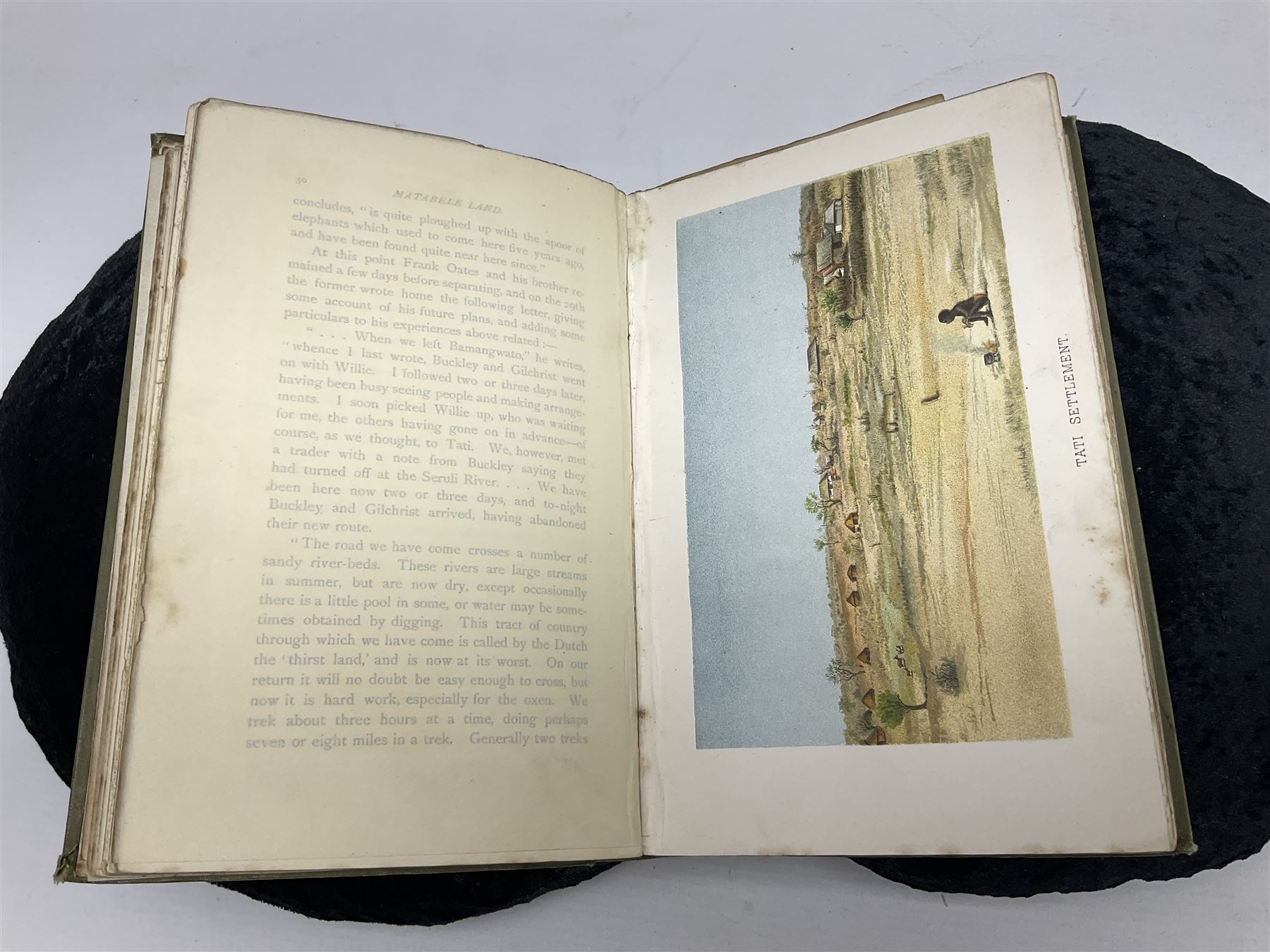 Frank Oates; Matabele Land and the Victoria Falls: A Naturalist`s Wanderings in the Interior of South Africa edited by C.G.Oates second edition, with half-title mounted engraved portrait, chromolithographed plates, lithographed natural history plates, folding engraved maps with partial hand-colouring plain plates and illustrations