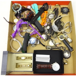  Collection of wristwatches including an Accurist Chronograph WR100M, Pulsar Chronograph, Casio and other wristwatches in one box  