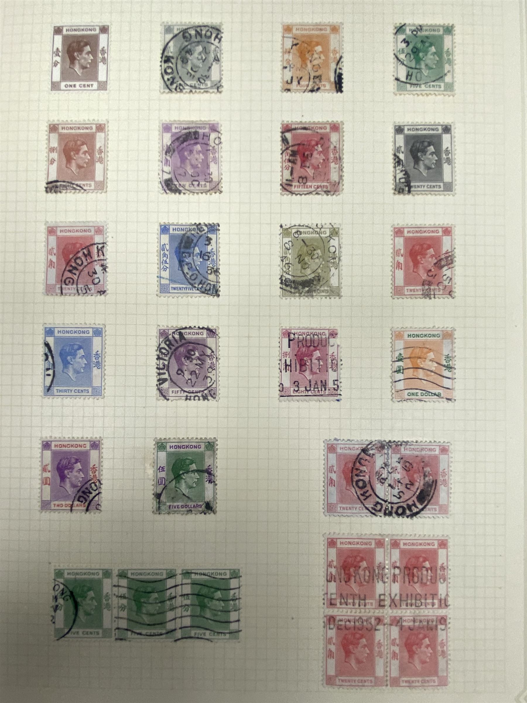 Hong Kong Queen Victoria and later stamps, including 1874-1902 postal fiscal stamps, various King Edward VII issues including one dollars, China overprints etc, housed on pages