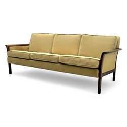 Mid-20th century hardwood framed three-seat sofa 