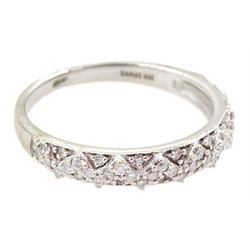 18ct white gold round brilliant cut diamond half eternity ring by Damas, stamped 750