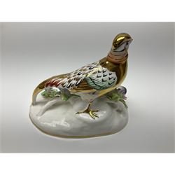 Ten Crown Staffordshire bird figures, to include Golden pheasants, six Blanc De Chine figures etc, together with Crown Stafford candlesticks and trinket box