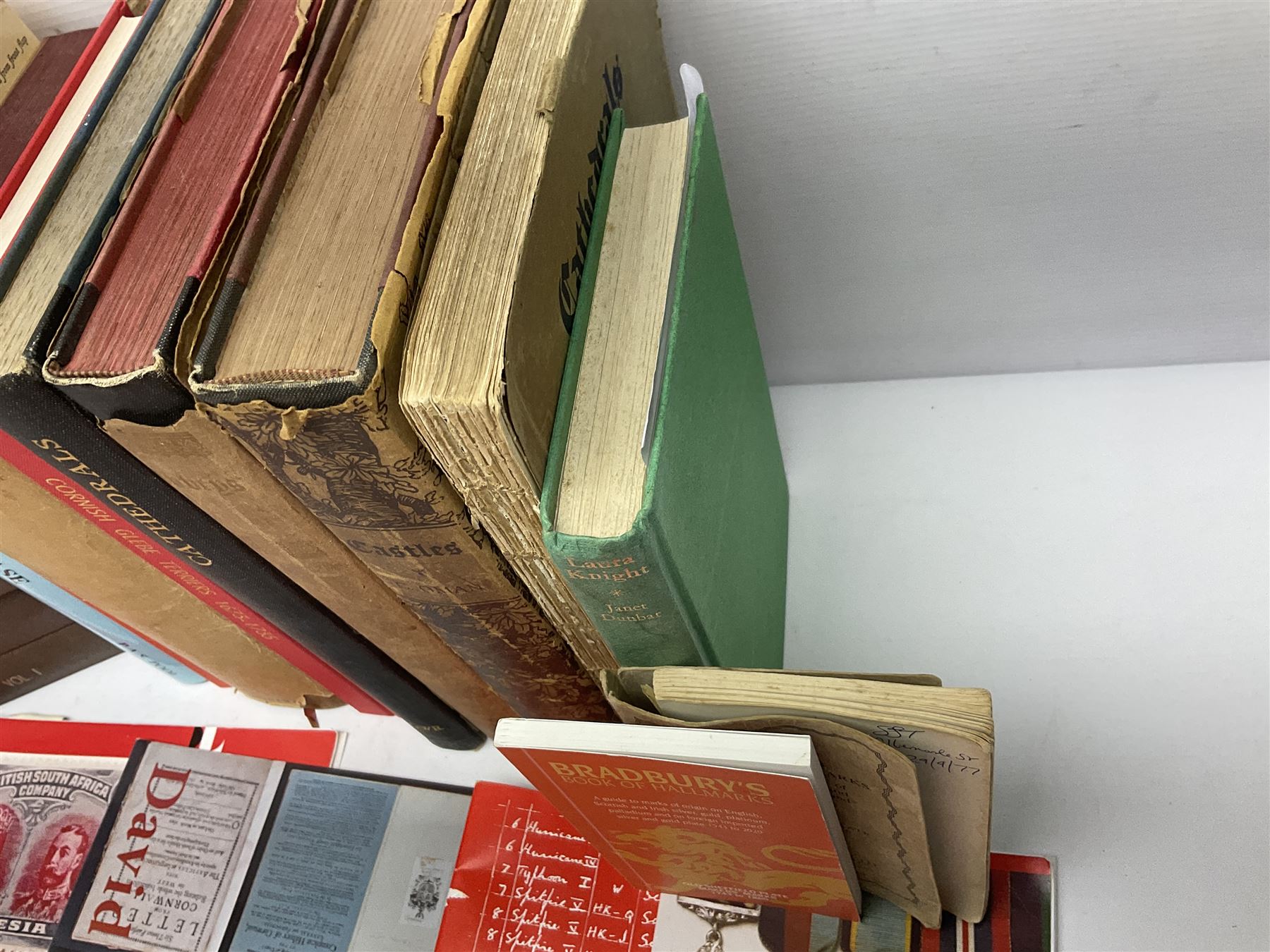 Collection of books, to include four 1920s Great Western Railway publications on Abbeys, Castles and Cathedrals, including three hardback examples, together with The Bible Designed to be Read as Literature, The Register of Edmund Lacy Bishop of Exeter 1420-1455 Vols 1-5, Laura Knight by Janet Dunbar, A Calendar of Cornish Glebe Terriers 1673-1735, The Parliamentary Survey of the Duchy of Cornwall Parts 1 and 2 and two Bradburys Hallmarks books