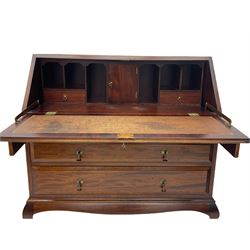 Georgian style mahogany bureau, fitted with fall front above two short and two long drawers
