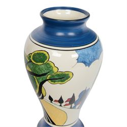 Wedgwood Bizarre by Clarice Cliff, Mei Ping vase, May Avenue hand painted based upon an original, limited edition 61/250, with certificate and box, H31cm 