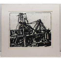 Stanley Dobbin (British 1932-2021): 'Quarry Portland', oil and pastel unsigned, labelled 36cm x 64cm; Stanley Dobbin (British 1932-2021) 'Harbour Port Patrick', artist's proof wood block print signed and titled in pencil 48cm x 58cm (unframed) (2)
Provenance: from the estate of Stanley Dobbin