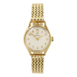 Omega ladies 9ct gold manual wind wristwatch, Cal 620, case hallmarked Birmingham 1964, on 9ct gold gold bracelet with spring loaded clasp, hallmarked