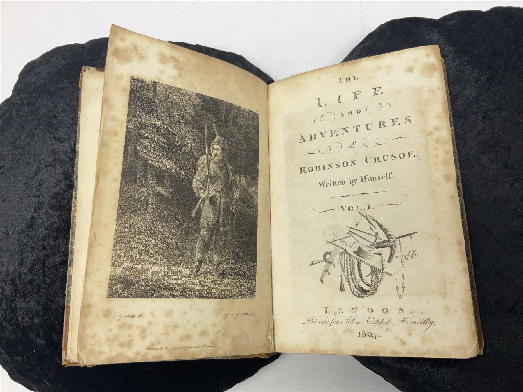 Daniel De Foe; The Life and Adventures of Robinson Crusoe Written by Himself, vol 1, Stockdale, London 1804 