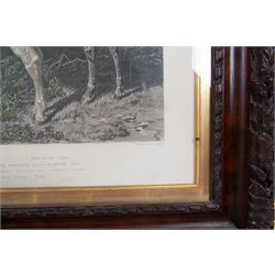 John Frederick Herring Senior (British 1795-1865): 'Fox Hunting - The Meet, The Find, The Run, The Kill',  set of four elephant folio aquatints by J. Harris, from Fores's National Sports, housed in ornate carved frames, aquatints 63cm x 114cm, overall size 88cm x 140cm (4)