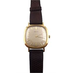 Zenith 9ct gold manual wind gentleman's wristwatch, back case No. 34864 2174/1, London 1976, on original brown leather strap, boxed