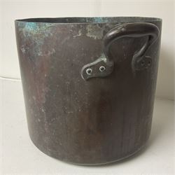 Twin handled copper boiling pan with fitting for a tap, H36cm, D39cm 