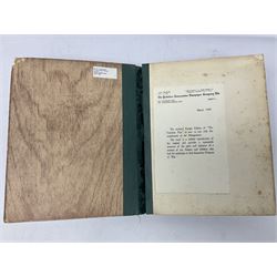 The Yorkshire Post Kriegie Edition. A 1945 book reproducing the exploits of Prisoners of War in Stalag Luft VI, with compliments letter from the publishers. Simulated wood paper covered card boards.