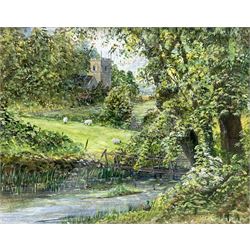 Noel Edwin Smith (British 1935-2016): 'Country Peepshow' and 'Up 'n' Over - Stepping Stile', two acrylics on board, signed and titled verso 19cm x 24cm and 9cm x 9cm (2)