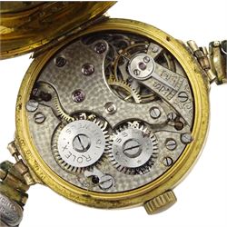Rolex 9ct gold manual wind wristwatch, white enamel dial with Roman numerals, case by Aaron Lufkin Dennison, Birmingham 1918, on gilt strap