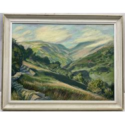 Deryck Stephen Crowther (Northern British 1922-2007): 'Cumbrian Fells - Head of Troutbeck Valley', oil on canvas signed and dated 1981, titled verso with artist's address 45cm x 60cm 
Provenance: from the collection of renowned film director Ridley Scott.