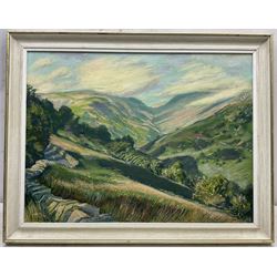 Deryck Stephen Crowther (Northern British 1922-2007): 'Cumbrian Fells - Head of Troutbeck Valley', oil on canvas signed and dated 1981, titled verso with artist's address 45cm x 60cm 
Provenance: from the collection of renowned film director Ridley Scott.
