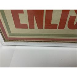 WWI style Scarborough enlistment poster 'Remember Scarborough! Enlist Now!', in metallic frame, H75.5cm