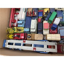 Corgi - over forty unboxed and playworn die-cast models including Simon Snorkel, Big Bedford Tractor Unit, Carrimore Mk.IV Transporter, Jeep FC-150,  Land Rover with pony trailer, James Bond Aston Martin DB5 etc; and quantity of other die-cast models by Lesney etc