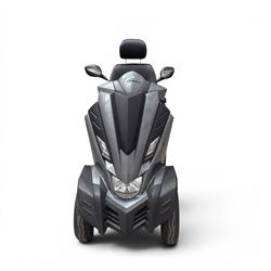 Drive King Cobra  - mobility scooter, four wheel model with black seat and headrest, lights and grey bodywork, 800 miles.