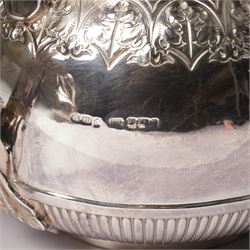 Edwardian silver four piece tea and coffee set with leaf capped handles and foliate banding Sheffield 1902-1905 Maker Richard Richardson