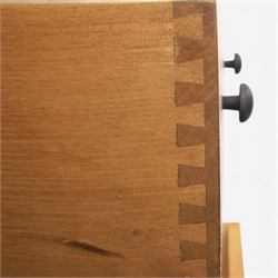 Indigo Furniture - large rustic oak combination chest, three drawers above ten drawers, with blackened pulls, raised on a plinth base