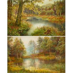 Graham Twyford (British 1956-): Summer River Landscape, pair oils on board signed 19cm x 29cm (2)