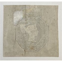 Great Britain Queen Victoria 1847-54 imperf six pence embossed stamp, unused, previously mounted