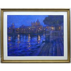 John Mackie (Scottish 1953-): Venice by Night, pastel signed and dated 2013, 57cm x 77cm