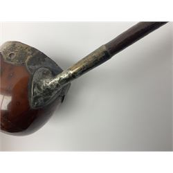 Georgian toddy ladle, with coquilla nut bowl with silver rim and mount to with a turned handle, L29cm