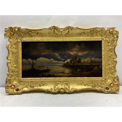 Attrib. John Vanderlyn (American 1775-1852): Italian Coastal scene by Moonlight, oil on mahogany panel signed 'Vand' 19cm x 43cm
Notes: Vanderlyn is known to have travelled to France and Italy returning in 1815 