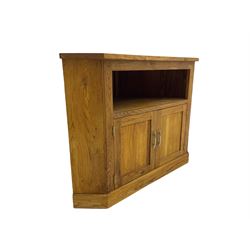Solid oak corner television stand
