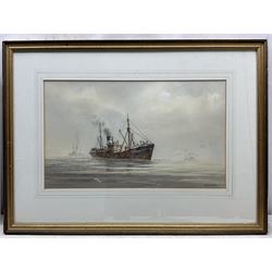 David C Bell (British 1950-): Ships Portraits 'A Barque Ashore - Near Filey c1875' and 'Cape Mariato - Built  Beverley 1936', two watercolours signed, titled verso 31cm x 47cm (2)