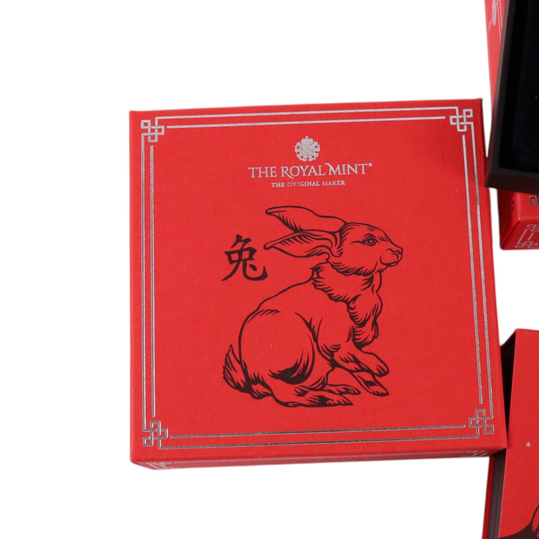 Six The Royal Mint United Kingdom 'Shēngxiào Collection' one ounce fine silver two pound coins, comprising 2016 'Lunar Year of the Monkey', 2020 'Lunar Year of the Rat', 2023 'Lunar Year of the Rabbit', 2024, 'Lunar Year of the Dragon', 2025 'Lunar Year of the Snake', and 0226 'Lunar Year of the Horse', cased with certificates