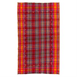 South West Persian Jajim kilim, field woven with a plaid design of intersecting bands in s...