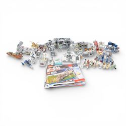 Collection of partially built Lego Star Wars models, including Motorized Walking AT-AT no....