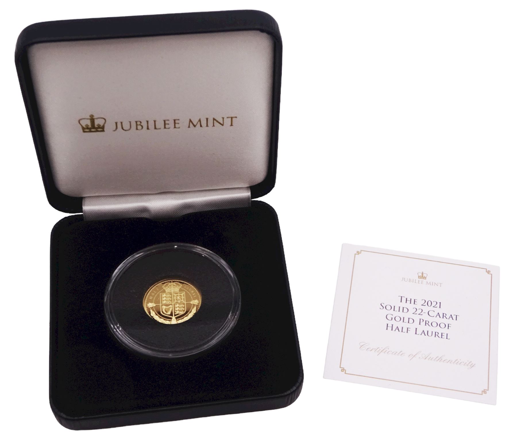 Queen Elizabeth II Tristan Da Cunha 2021 22-carat gold proof half laurel coin, cased with certificate