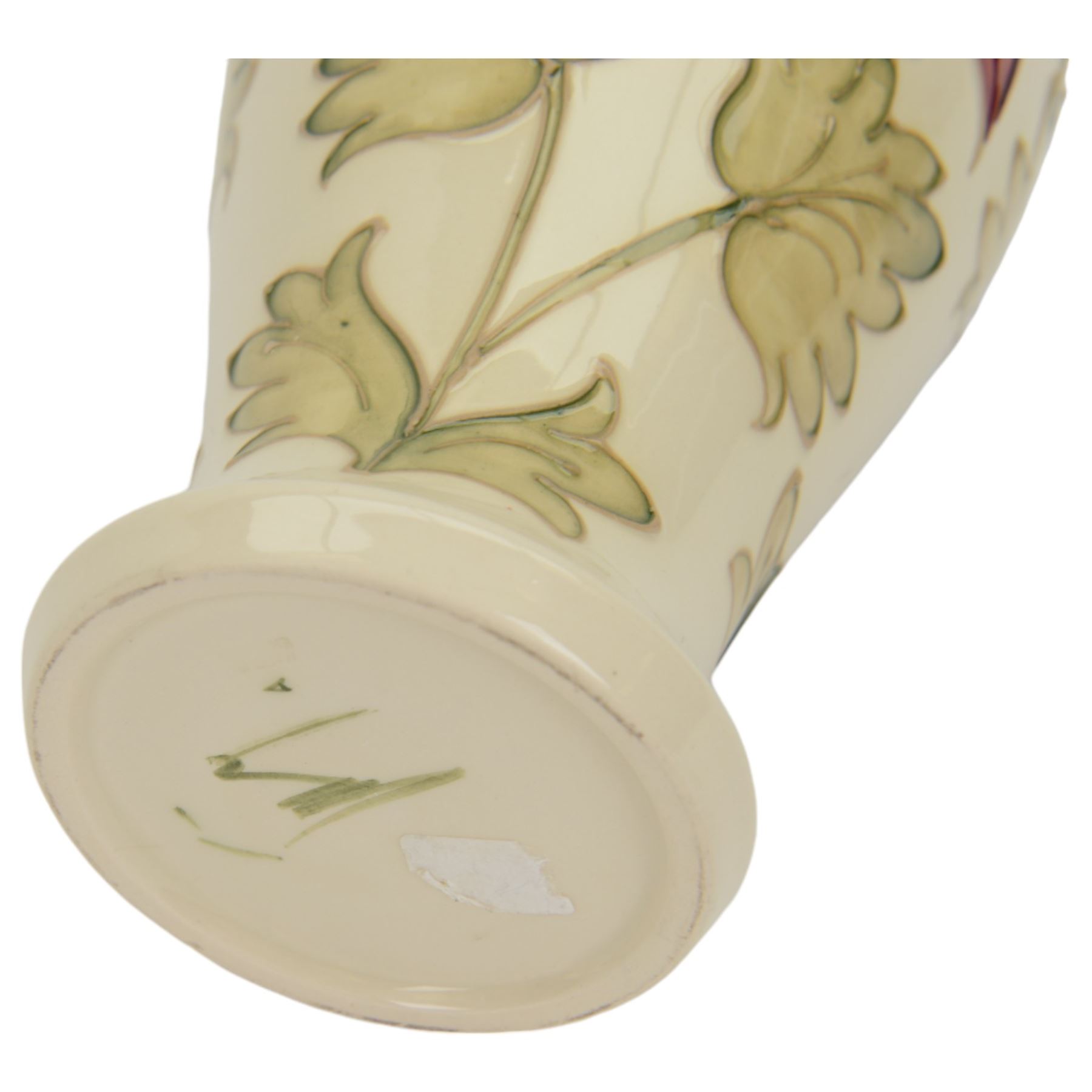 Moorcroft Columbine pattern vase, of baluster form on a cream ground, H26cm