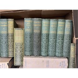 Dickens, Charles: The Fireside Edition fourteen volumes, green cloth boards together with Churchill, Winston, The Second World War, six volumes, The Illustrated Chambers Encyclopedia, ten volumes, and various authors