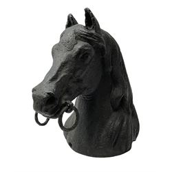 Cast iron horse tethering post, in the form of horse head,  H26cm