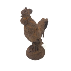 Small cast iron cockerel garden figure, H41cm