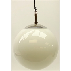  Globular opaque glass light fitting with chrome fitting, H25cm  