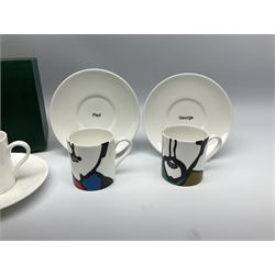 Four limited edition Beatles Yellow Submarine espresso cups and saucers, designed by Paul Smith and made for Thomas Goode, 78/200, in original box