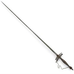 19th century French court sword, the triangular blade with floral and scroll decoration, c...