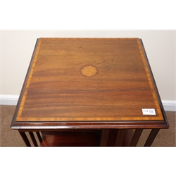  Edwardian inlaid mahogany revolving bookcase, W49cm, H87cm, D48cm  