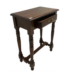Small mahogany side table with single drawer