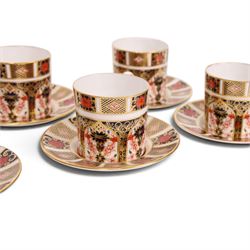 Eight Royal Crown Derby Old Imari 1128 pattern coffee cans and saucers
