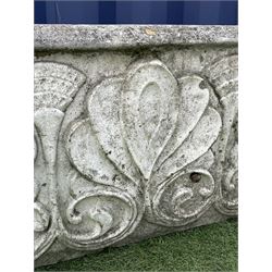 Large white finish composite stone garden planter, decorated with scrolling anthemion motifs - THIS LOT IS TO BE COLLECTED BY APPOINTMENT FROM DUGGLEBY STORAGE, GREAT HILL, EASTFIELD, SCARBOROUGH, YO11 3TX