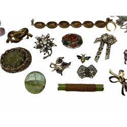 Silver cigar piercer by Dunhill, Birmingham 1958, gold garnet ring, stamped 9ct, Victorian rose gold shank hallmarked with soldered gilt cameo head and a collection of vintage and later costume jewellery