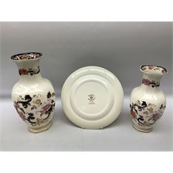 Collection of Mason's Ironstone to include examples to include vases, graduating jugs, jar and cover, bowl etc decorated in the Penang pattern and the Mandalay pattern, largest H31cm